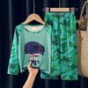 Pijamas para niños, primavera y otoño, manga larga, para niñas, delgados, con dibujos animados, para niños de talla mediana y grande, para el hogar en verano.