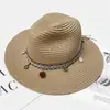 Sombrero de Paja Tejido de Ala Ancha para Protección Solar de Verano Transfronterizo Sombrero de Playa con Lazo para Vacaciones en la Costa Sombrero para el Sol para Mujeres