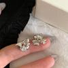 Brincos de Tarraxa AB com Laço Estilo Princesa Cool Doce Novo Estilo Luxo Leve Alto Padrão Agulha de Prata 925 para Mulheres