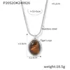 Collar con Colgante de Piedra Ojo de Tigre Irregular Estilo Maillard Popular en Europa y América con Diseño Personalizado Galvanizado Collar con Colgante Ovalado