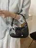 Bolsa de Palha Tecida Estilo Francês, Pequena Modelo Novo 2026, Bolsa de Ombro Estilosa e Texturizada, Bolsa Transversal de Braço Cor Sólida Única e Elegante