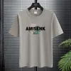 Fabricante Original Verano 2025 Hombres Estampado de Letras Holgada Manga Corta Media Manga Talla Grande Manga Corta Moderna Camiseta Cuello Redondo