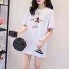 D143 Camiseta de Largo Medio Rota para Mujer Verano 2025 Nueva de Manga Corta Ins Trendy Estilo Coreano Suelta Manga Media Top Camiseta