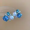 Estilo Pintura al Óleo Jardín de Monet Pendientes de Flor de Amor Perla Pendientes de Temperamento de Moda Lujo Ligero Pendientes de Gama Alta Venta al por Mayor