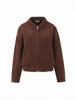 Moda Femenina Europea y Americana Transfronteriza Otoño 2025 Nueva Chaqueta de Gamuza con Solapa Retro Color Marrón Oscuro Maillard