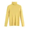 Camisa de Base Tricotada em Cashmere Amiga da Pele com Gola Alta Estilo Coreano para Mulheres, Outono e Inverno, Top Tricotado Sem Costura Espessado Moderno e Simples