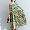 Vestido Largo de Manga Larga con Estampado Étnico Casual de Talla Grande para Mujer, Primavera y Otoño 2026