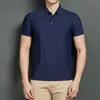Camisa polo de seda de hielo sin costuras para trabajo con estampado de logotipo, camiseta de manga corta fina de verano, ropa de trabajo para equipo corporativo para hombres