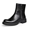Botas Chelsea de cuero estilo coreano de invierno cálidas de lana de cuero slip-on Botas Martin de moda casual soporte para cigarrillos botas de hombre
