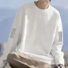 Camiseta de manga larga para hombre, adecuada para primavera y otoño, corte holgado, cuello redondo, capa interior fina, base elástica, versátil y moderna