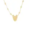 Venta Caliente Transfronteriza Nuevo Colgante de Burbuja Brillante Letra P del Alfabeto Inglés Cobre Chapado en Oro Collar Simple Popular Accesorios para la Mano