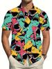 Camisa Masculina 3D Nova Transfronteiriça com Estampa de Tubarão Havaiano, Camisa Fresca e Respirável de Manga Curta Solta