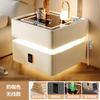 Mesa de cabeceira inteligente Luz Luxo High-end Madeira maciça 2024 com luz Novo quarto Bloqueio Pequeno Gabinete Simples Moderno