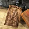 Colgante de Madera de Azufaifo Golpeada por Rayos Naturales Longhushan - Guan Gong, Dios de la Riqueza, Guan Er Ye - Exquisito Tallado en Relieve