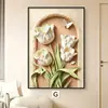 Pinturas decorativas para recibidor estilo retro, con diseños florales tridimensionales en una paleta de colores cremosos, arte de pared con temática de tulipanes, suministro directo de fábrica, con opciones de venta al por mayor para proyectos