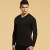 Ropa interior térmica de cuello alto para hombre, capa base fina, top de modal ajustado para otoño e invierno
