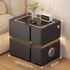 Mesita de noche inteligente de madera maciza, mueble de dormitorio de lujo de alta gama para el hogar con altavoz, carga inalámbrica, almacenamiento, no requiere instalación