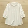 Verão 2025 Estilo Japonês Estampado Listrado Gola Pontuda Manga Curta Camisa Feminina Listrada Casual Atacado Tendência