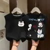 Chal de Algodón Puro para Niños Verano Nuevo Estilo Delgado Dibujos Animados Holgado Sin Mangas Camiseta para Niños y Niñas Ropa para Bebés Top