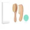 Set de Cepillo y Peine para Bebé Más Vendido en Amazon Cepillo para el Cabello de Recién Nacido con Cerdas Suaves, Cepillo de Pelo de Cabra Natural