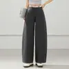 Calça Casual Larga de Cintura Alta Cropped Nova de Verão para Mulheres, Calça de Algodão Puro Balão Fluida e Emagrecedora