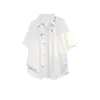 Nova camisa masculina de manga curta bordada com flores estilo chinês, fina de verão, seda gelada, fluida, tendência nacional, solta, secagem rápida
