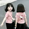 Nueva camiseta de manga corta para niñas, estilo coreano de verano para niños, top moderno y versátil de moda para niñas mayores y pequeñas