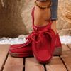 Comércio Exterior Europeu e Americano Tamanho Grande Modernos Sapatos Casuais de Solado Grosso para Mulheres Novos Sapatos de Camurça Bico Redondo com Cadarço e de Calçar Cross-Border