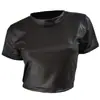Kikuu Transfronterizo Rusia Aliexpress 2026 Amazon Top Corto Sexy Camiseta de Cuero Sintético 4 Colores Ebay