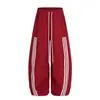 Marca de Moda de Rua Roupa Esportiva Primavera e Outono Jaqueta Masculina com Gola Alta e Design de Três Listras Listradas e Calça Plissada de Perna Larga