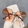 Gafas de Sol Sin Marco para Mujer de Gama Alta para Rostro Grande Anti-ultravioleta Rostro Redondo Gafas de Sol Protectoras Solares de Verano 2025 Nueva Moda Adelgazantes