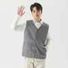 Chaleco de Punto de Algodón Grueso y Cálido para Hombre, Primavera y Otoño, Estudiantes Jóvenes, Bolsillo con Solapa Ampliado, Pantalones Chaleco Corto 95365