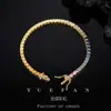 Cadena de Tenis de Plata de Ley S925 Estilo Nuevo Europeo y Americano Serie de Color Dopamina para Mujer Joyería con Zafiro Rosa de Cultivo Incrustado Venta al por Mayor