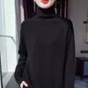Suéter de punto colorido de cuello alto hecho de lana 100% pura, jersey de otoño e invierno para mujer, grueso y cálido, top de manga larga para usar como base