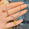 Colar de diamante de alto carbono importado com pingente de corte de flor de gelo azul para mulheres, estilo francês, leve, luxuoso, com design de estilo Ins