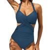 [Traje de banho feminino multicolorido europeu e americano] maiô de uma peça estilo cruzado Amazon comércio exterior transfronteiriço maiô feminino
