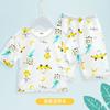 2025 Novas Roupas de Casa para Crianças Pijamas de Verão Finos de Algodão Conjuntos de Manga Curta Masculinos e Femininos Roupas de Ar Condicionado para Bebês Roupas Infantis