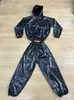 Traje de sauna con capucha y cremallera unisex de PVC de 15 milésimas de pulgada de grosor, traje de sudoración adelgazante para fitness, estilo deportivo holgado