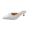 Verano Nuevo Estilo Lazo Mules Estileto Medios Puntera Zapatillas Medias para Mujer Talla Grande Zapatos de Tacón Alto Sandalias y Zapatillas