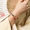 [Gas de durazno completo] corazón de caramelo colorido ágata pulsera tejida hecha a mano diy pulsera con cierre de seguridad de cristal de fresa para mujer