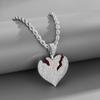 Colgante Europeo y Americano Gota de Agua Corazón Roto Tridimensional Colgante Hip-Hop Lleno de Zircón Corazón Roto Corazón Corazón Collar Venta al por Mayor Lujo Ligero