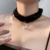 Collar Versátil de Navidad Estilo Xiaohongshu para Mujer, Collar Gargantilla Dulce de Perla y Copo de Nieve, Collar Elegante y Suave