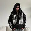 Nuevo cárdigan con capucha y cremallera retro transfronterizo otoño/invierno, unisex, moderno, holgado, chaqueta sudadera negra