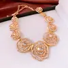 Aretes y Collar de Flor Hueca Incrustados de Diamantes, Cadena para Clavícula Estilo Palacio Retro Francés, Set de Joyería de Lujo Ligero y de Alta Gama para Mujer