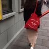 Ofr Paris Paris livraria periférico versátil francês simples letra bolsa de ombro fina bolsa de tecido cinza bolsa feminina