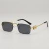 Gafas de Sol de Moda Retro Cuadradas sin Montura con Borde Cortado Europeas y Americanas, Patilla con Letras de Tendencia, Gafas para Caminar Junto al Mar