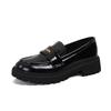 668-31 Huidong Yixinda Mandala Negro ~ Zapatos Mocasines Gruesos de Suela Gruesa con Moneda de Oro Pequeña Hechos a Mano para Mujer Zapatos Pequeños de Cuero