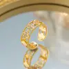 Anillo de Cobre con Circonita Microincrustada Estilo Ins Nuevo de Nicho Europeo y Americano para Mujer, Varios Anillos Abiertos Ajustables de Lujo Ligero Completamente Diamantados