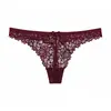 Nuevo tanga para mujer europeo y americano sexy de encaje cintura baja hueco transparente tentación Pantalones T algodón en la entrepierna ropa interior para mujer