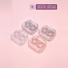 Estuche para lentes de contacto con tapa que no requiere apretar, diseño transparente de alta gama, moderno y elegante, perfecto para guardar y transportar lentes de contacto